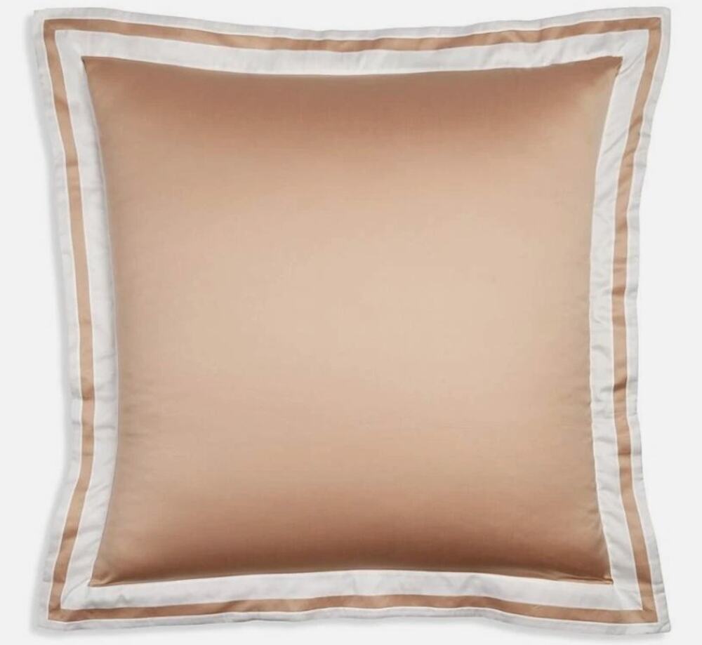 Matouk Alessandra Euro Sham 27 x 27 Egyptian Cotton Ambrosia/Bone